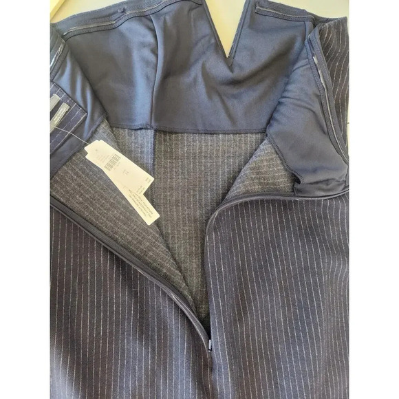 NWT Anthropologie Stripe Strapless Menswear Dress Sz 14 Stretch Deep Navy #9G406 - Picture 10 of 13